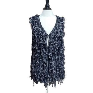 Loveriche Black & Gray Shag Sweater Vest Size Medium